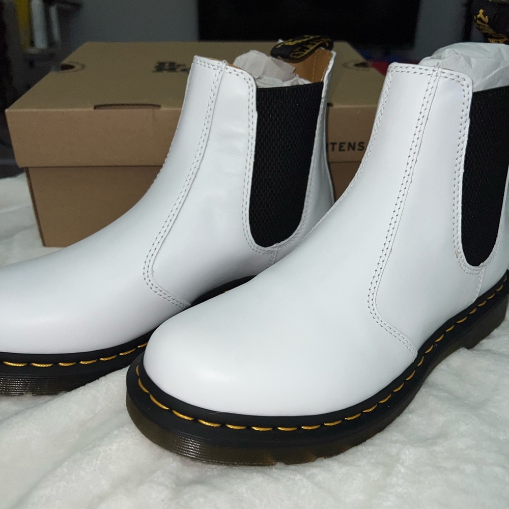 Dr Marten’s Yellow Stitch Smooth Leather Chelsea Boots